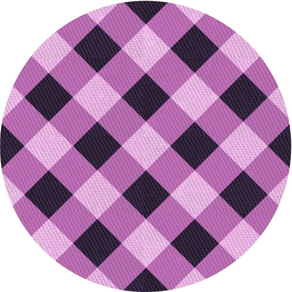 Ahgly Company Machine Washable Indoor Round Transitional Dark Magenta Purple Area Rugs, 8' Round