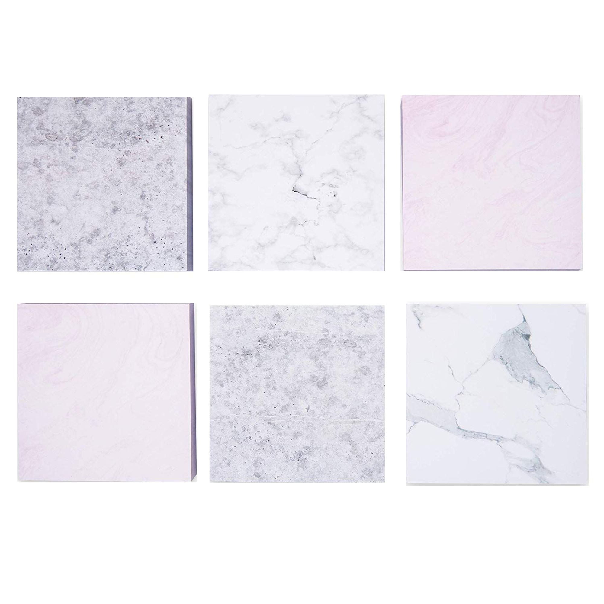 6 Pack Marble Adhesive Sticky Note Pads 6 Designs 100 Sheets 3 5 Inches Walmart Com Walmart Com