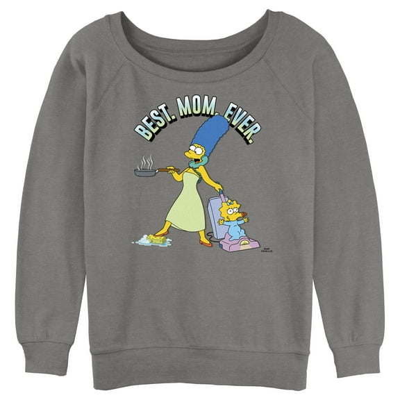 Junior's The Simpsons Marge Best. Mom. Ever.  Sweatshirt Gray Heather X Large