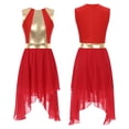 thumbnail image 4 of Miutii Women Contrast Colour Asymmetrical Hem Lyrical Dance Costume Liturgical Praise Dance Dress Red S, 4 of 8