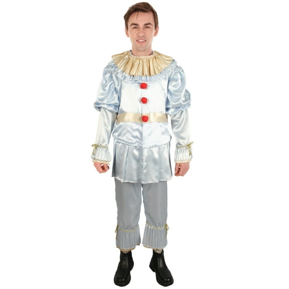 HPO Adult Men's Sadistic Clown Costume - Silver Color (Large)