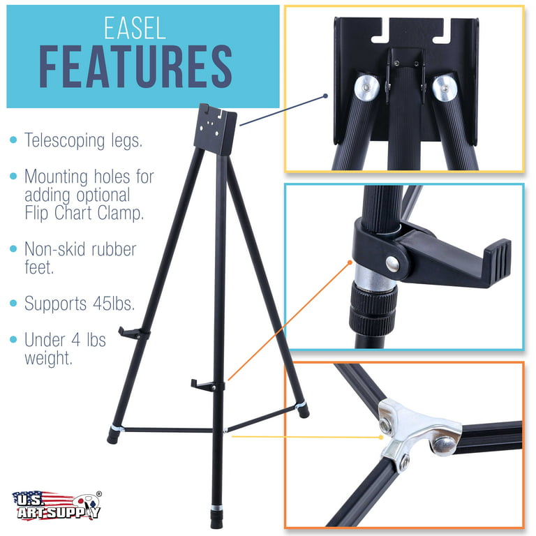  Lightweight Aluminum Telescoping Display Easel, 70 Inches, Black