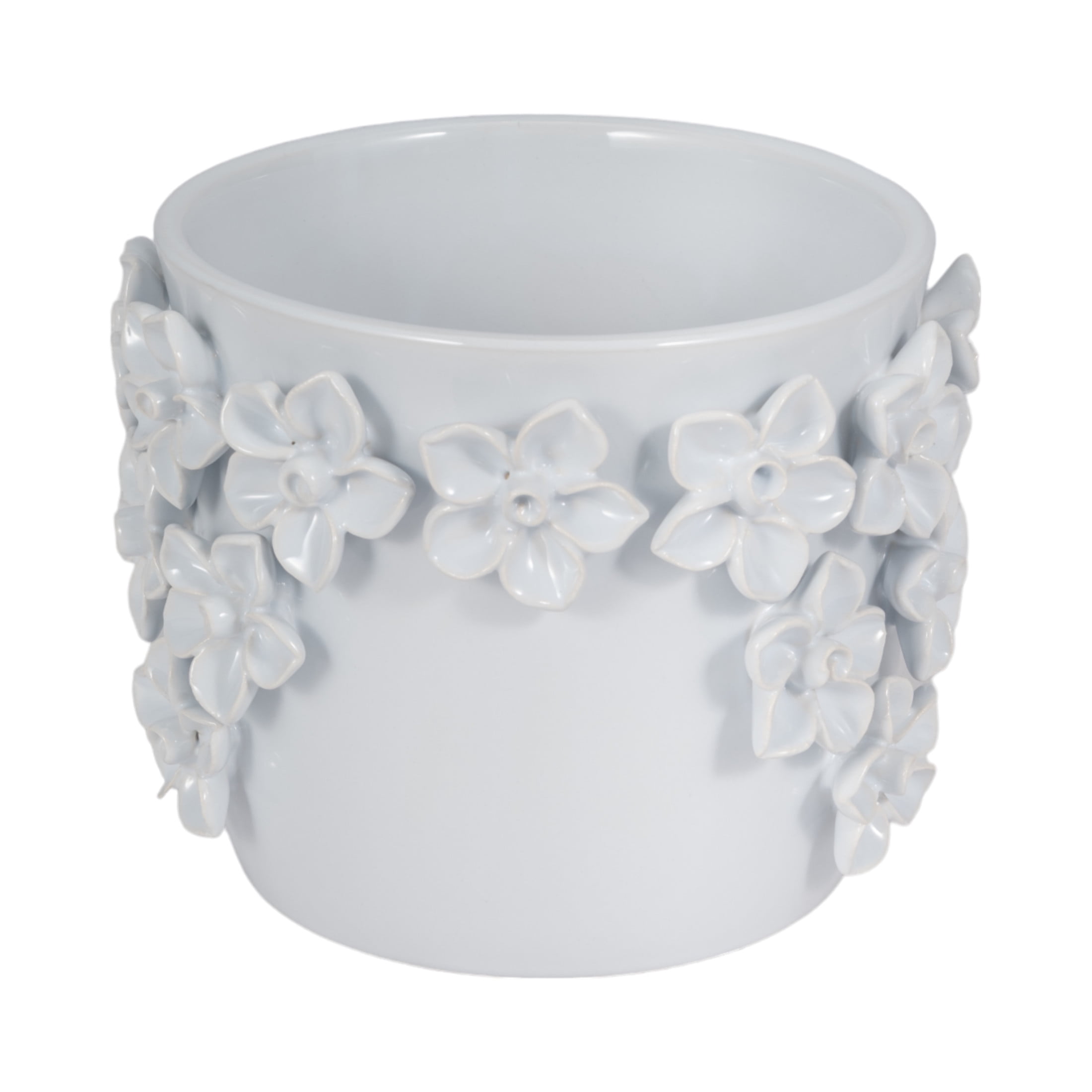 Ceramic Floral Planter for Home Decor - Decorative Flower Pot for Outdoor and Indoor Plant Styling - Ideal Plant Pot for Entryway Table, Patio Display, and Living Room Decor - 7", White