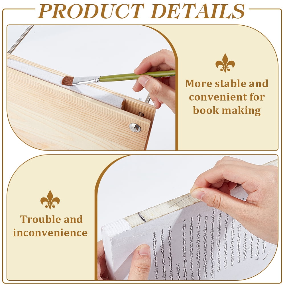 1set Rectangle Wood PU Imitation Leather Portable Book Press Bookbinding Tool for Handmade Paper Press with Zinc Alloy Clasps Blanched Almond