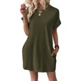 thumbnail image 2 of Womens Summer Dresses Fashion 2025 Short Sleeve Spring Mini Dress Casual Beach Vacation Clothes Dresses Army Green XXL, 2 of 9