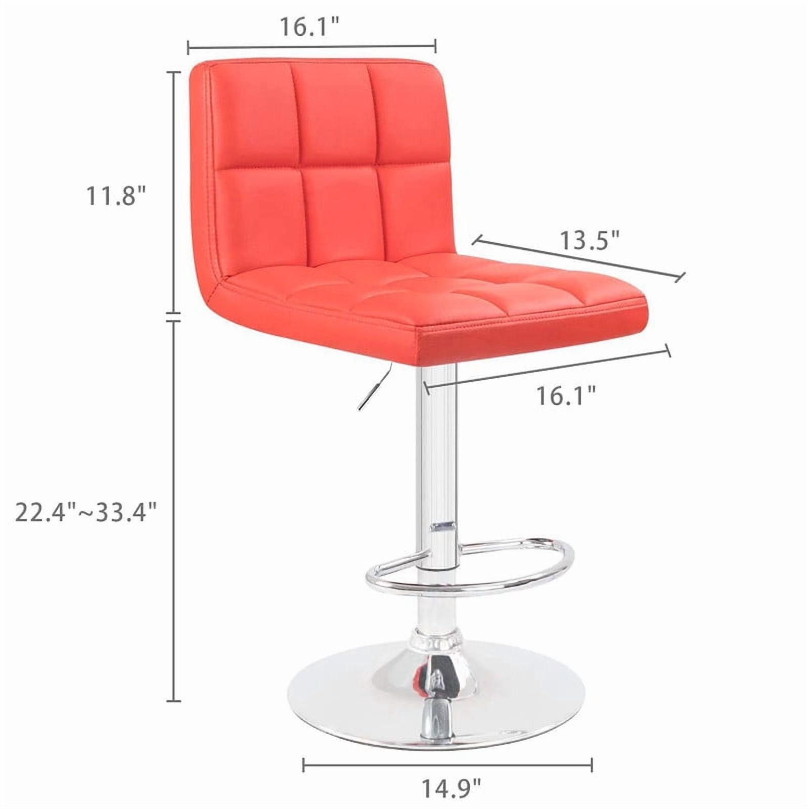 Lacoo Bar Stools Adjustable 360-Degree Swivel PU Leather Barstools with Back Set of 2, Red