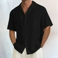 thumbnail image 2 of Baqcunre Shirts For Men Summer Men'S Short Sleeve Cardigan Shirt Beach Casual Shirt Men'S Polo Shirts Tops For Men Black L, 2 of 5