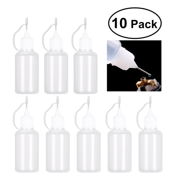 EeaseMX ULTNICE - 10 aplicadores de botellas con punta de aguja de 30 ml, herramienta de filigrana para bricolaje, botella de precisión (blanca)