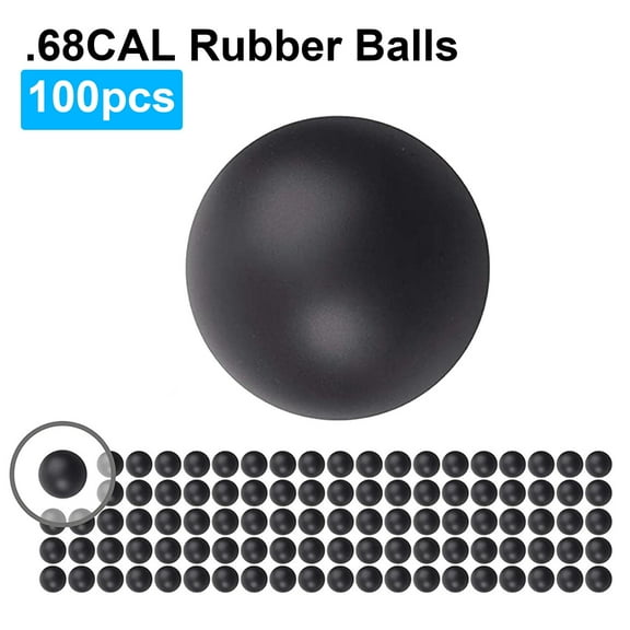 Telimocy Rubber Balls Reusable .68 Cal Training Projectiles, Black, Low Impact, 100 Count