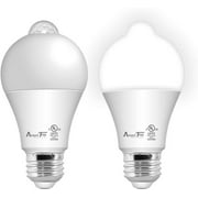 Motion Sensor Light Bulb- 2 Pack, AmeriTop 10W(60W Equivalent) 806lm Motion Activated Dusk to Dawn Security LED Bulb; UL Listed, A19, E26, Auto On/Off Indoor Outdoor Lighting (5000K Daylight)