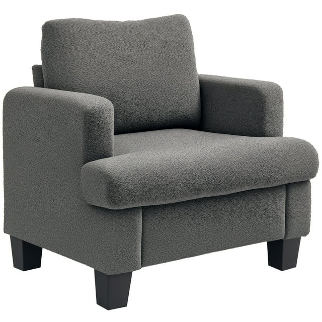 HOMCOM Fauteuil Moderne, Chaise d'Appoint Rembourrée avec Coussin, Gris Foncé
