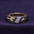 thumbnail image 2 of AFFY 0.20CT Blue & White Natural Diamond Wedding Band Ring in 10K Solid Yellow Gold-7, 2 of 7