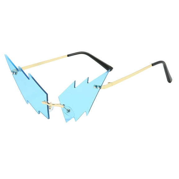 Clearance! sunglasses womens sunglasses men Sunglasses For Women Fashion Style Rimless Flame Irregular Sunglasses Big sales Blue