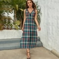 thumbnail image 5 of Maxi Dress Retro Plaid Print Dress Women Red And Green Kawaii V Neck High Waist Aesthetic Graphic Boho Beach Long Dresses, 5 of 7