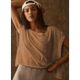thumbnail image 2 of Women Short Sleeve Workout Shirts Open Back Tops Casual Yoga  Athletic Gym Slouchy Crop Running Tees, 2 of 15