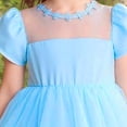 thumbnail image 4 of Avrntaa Toddler Girls Tulle Dress Puff Short Sleeve A-Line Flowy Dress Casual Party Dresses 4-8Y, 4 of 5