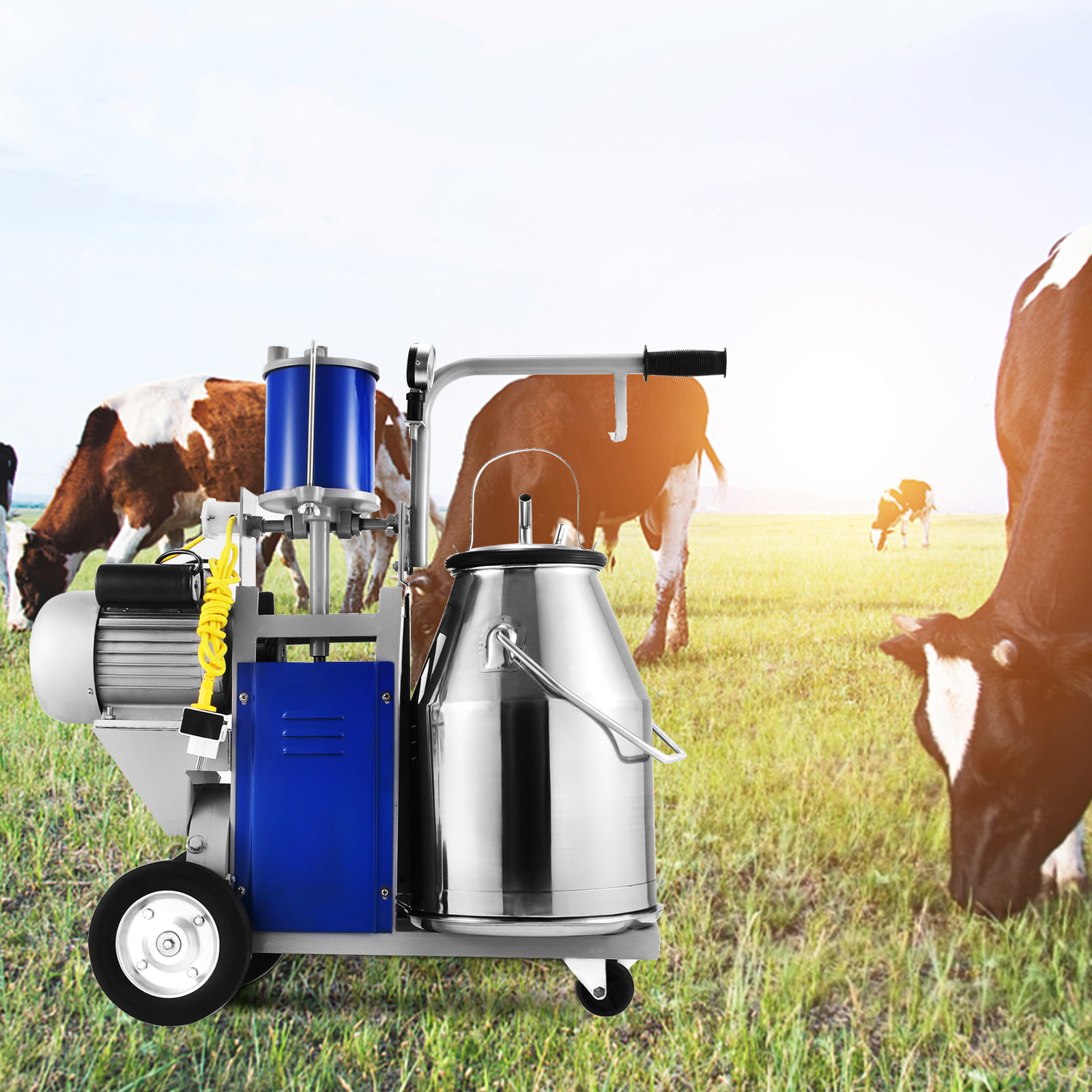 FDA Professional Electric Milking Machine For Farm Cows W/Bucket 25L 1440RPM/min 