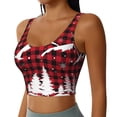 thumbnail image 2 of Goofa Christmas Tree Buffalo Plaid Printed Sports Bras for Women, High Impact Running Bra Workout Crop Tank Tops Longline Sports Bra Push up-Large, 2 of 9