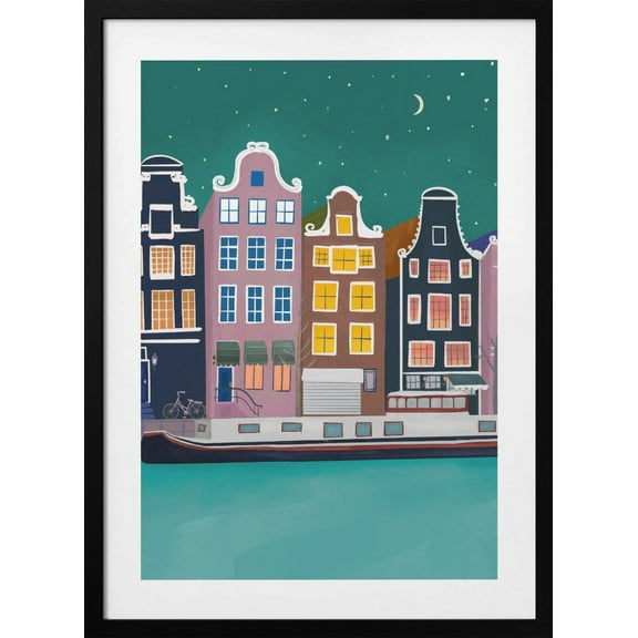 Amsterdam by night Framed Art Modern Wall Decor