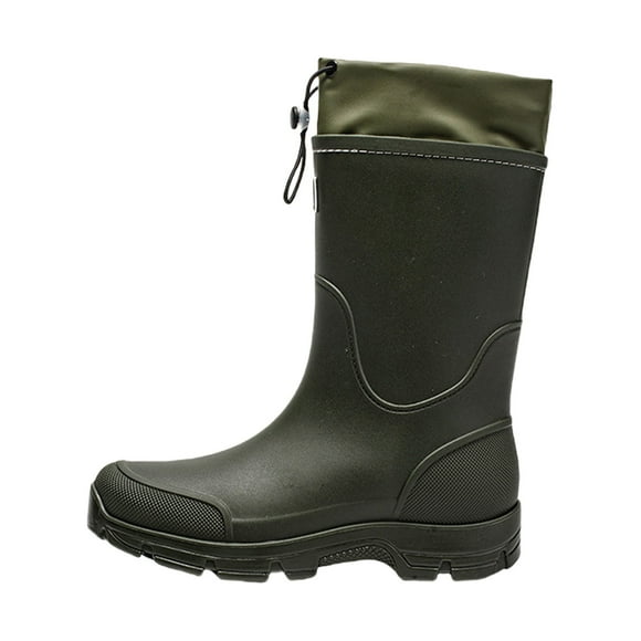 XIMIN Mens Rain Boots Stylish Mid-Tube Water Boots Waterproof PVC Rubber Boots Outdoor Mud Boots Comfort Lightweight Mid-Calf Gardening Fishing Shoes