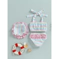 thumbnail image 4 of aturustex 0 6 12 18 24 Months Baby Girl 3pcs Swimsuits Summer Halter Bikini Tops and Beach Shorts Swimming Cap Swimwear, 4 of 9