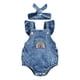 thumbnail image 1 of Body De Bebé, Conjunto De Canastilla, Mono Sin Mangas Para Niñas Pequeñas, Mono Vaquero Con Estampado De Arcoíris, Diadema, Conjunto De 2 Uds Azul Odeerbi LM103-258, 1 of 9