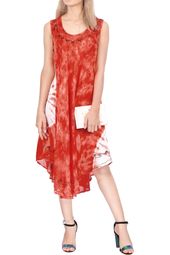 Women's Plus Size Swing House Wear Dresses L-XL Floral, Orange
