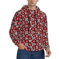 thumbnail image 2 of Kdxio Red Floral Print Mens Casual Hooded Collar Drawstring Hoodies Pullover Sweatshirts Casual Long Sleeve Shirts-X-Large, 2 of 7