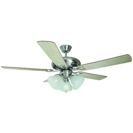 Design House 154013 Bristol 52 In 3 Light 5 Blade Ceiling Fan Redwood Or Light Maple Blades Satin Nickel Finish
