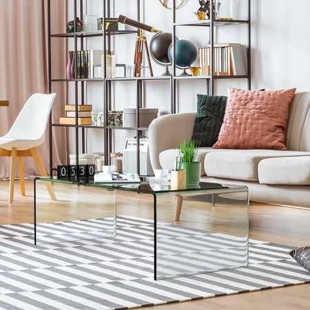 Tempered Glass Coffee Table Accent Cocktail Side Table Living Room Furniture Walmart Canada