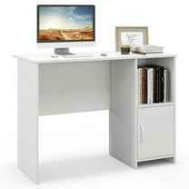 Barara King Home Office Desk, Computer Desk, Study Writing Gaming Table Workstation, Modern Computer Desk with Cabinet-White
