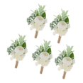 thumbnail image 1 of 5 piezas de ramillete de flores ojal, ramillete de flores de rosas artificiales para hermanas novios novias damas de honor, bla, 1 of 9