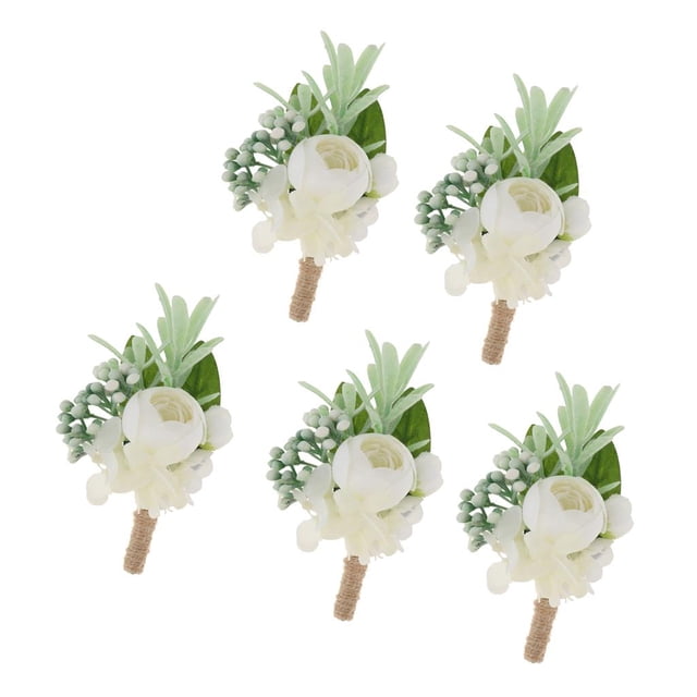 5 piezas de ramillete de flores ojal, ramillete de flores de rosas artificiales para hermanas novios novias damas de honor, bla
