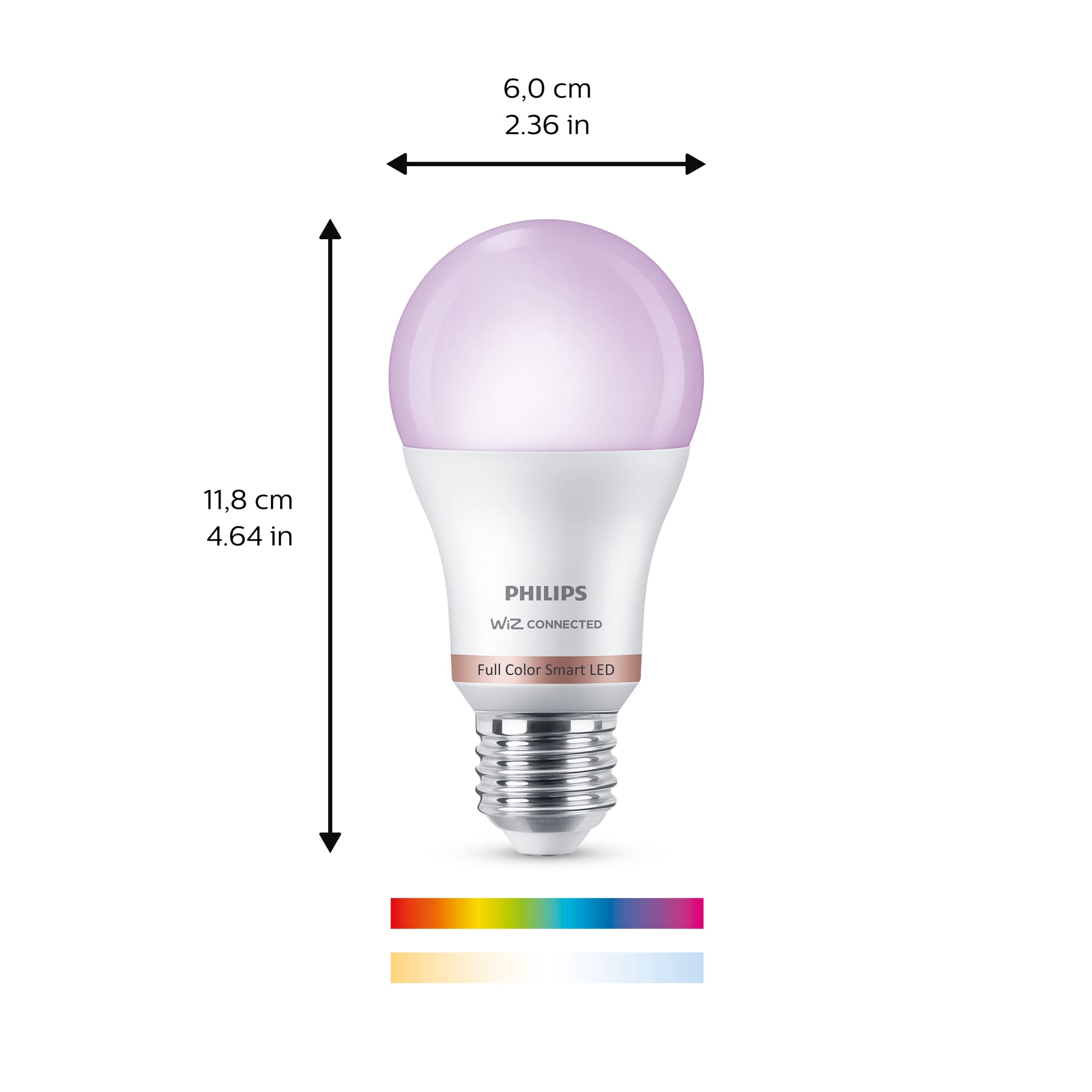 Philips Smart LED 60-Watt A19 General Purpose Light Bulb, Frosted, Color and Tunable White, Dimmable, E26 Medium Base (4-Pack)