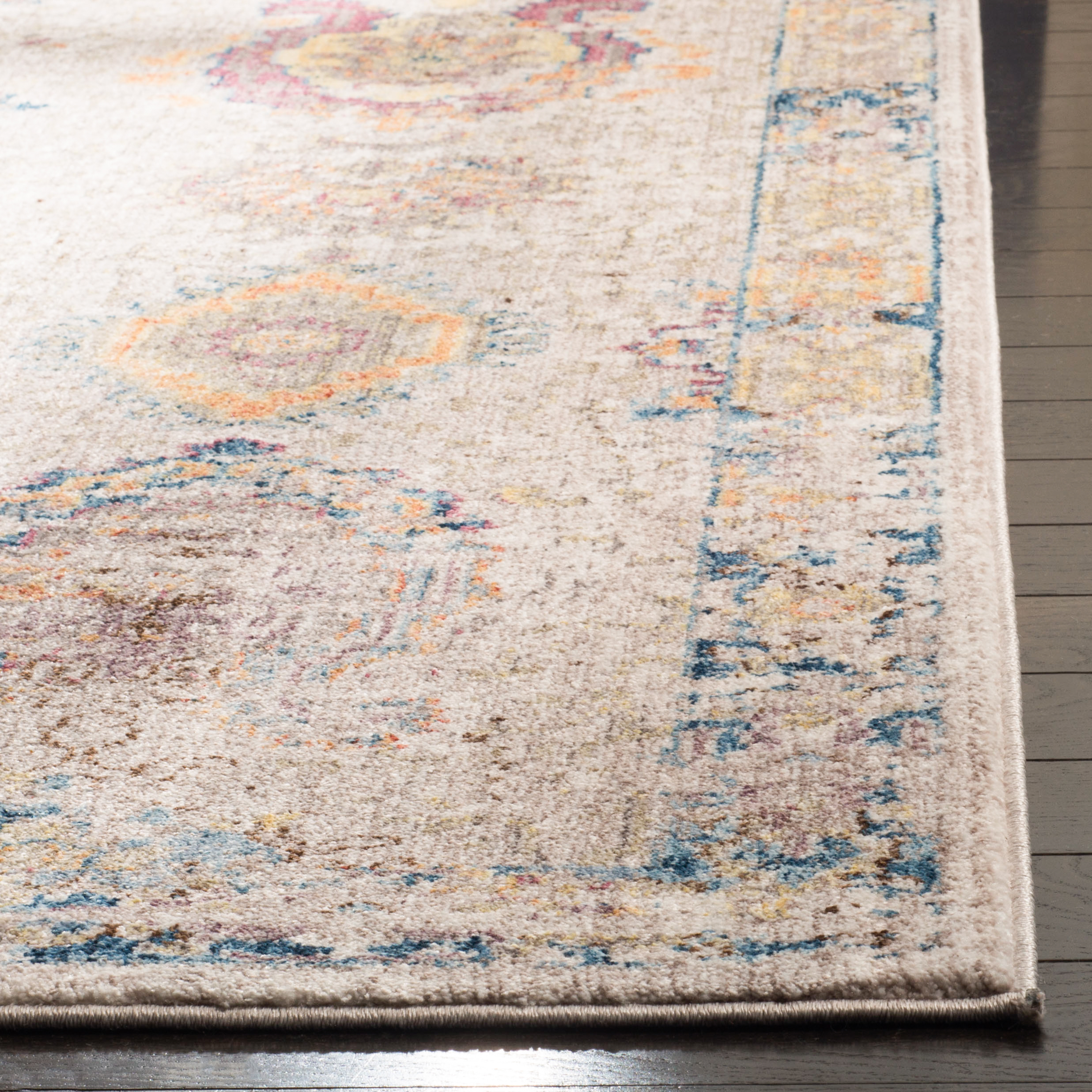 SAFAVIEH Bristol Bill Oriental Polyester Runner Rug, Light Gray/Blue, 2'3" x 12'