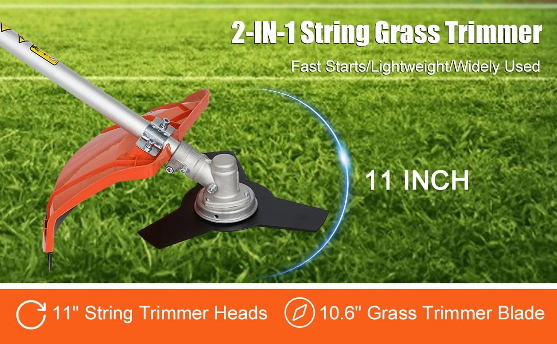 Seipouy Gas String Trimmer,Gas Powered Lawn Mower, Weed Trimmer 52cc 2-Stroke Brush Cutter 2 in 1 Cordless Hedge Trimmer Straight Shaft Multi Yard Care Tools,Rubber Handle & Shoulder Strap Included