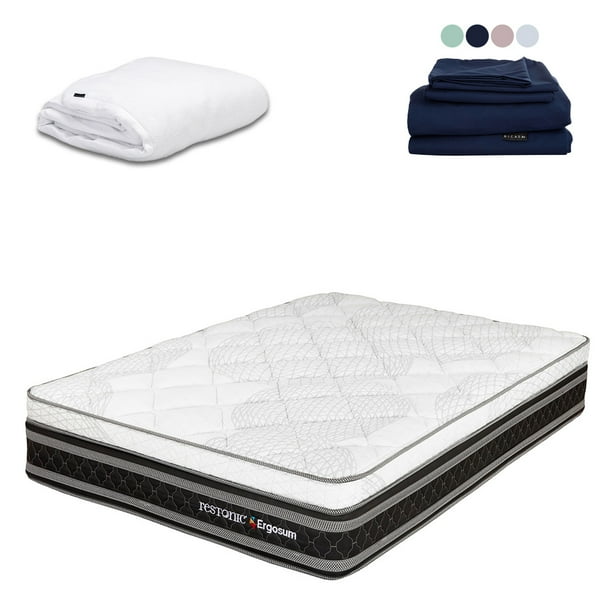 Colchón Queen Size Ergosum + Protector Cloud + Sábanas Softy