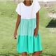 thumbnail image 1 of ICHUANYI Clearance Fashion Women Casual Loose Stripe Patchwork Round Neck Short Sleeves Dress(Green, XL) ICHUANYI WER2023081106751, 1 of 6
