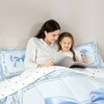thumbnail image 5 of Feelyou Teens Princess Bow-tie Full Size Comforter Sets, Vintage Blue Damask Floral Bedding Comforter Set, Fairy Tale Bowknot Reversible Bedding Sets, Ultra Soft Bedroom Decor, 3 Pieces, 5 of 8