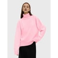 thumbnail image 3 of Women'S Sweater Fall Winter Chunky Knitted Pullover Ribbing Hem Trendy Basic Jumper Top Pink M, 3 of 6