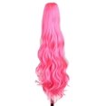 thumbnail image 1 of yuehong Extensiones de cabello onduladas largas de 21 pulgadas con clip colorido, peluca rizada con cola de caballo (rosa intenso), 1 of 5