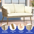 thumbnail image 3 of ModFusion Outdoor/Indoor Wicker Loveseat Sofa with Cushions & Pillow, Rattan Lounge Chair, Beige, 3 of 10