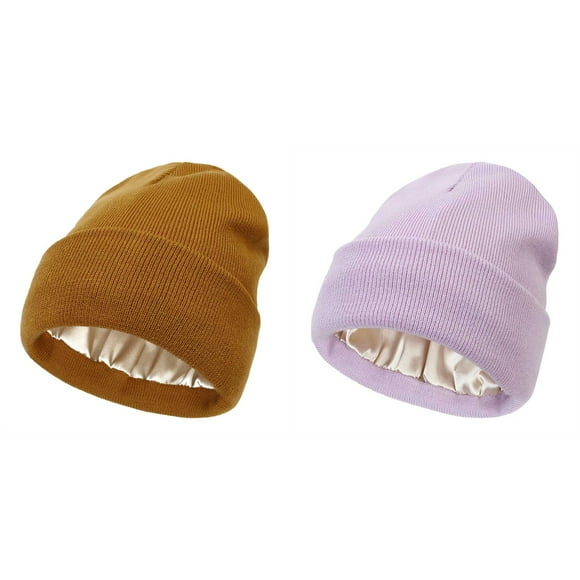 (2-Pack) Rinsvye Women Solid All Trooper Trapper Hat Autumn and Winter Knitted Trapper Hat Fleece Warm Woolen Hat