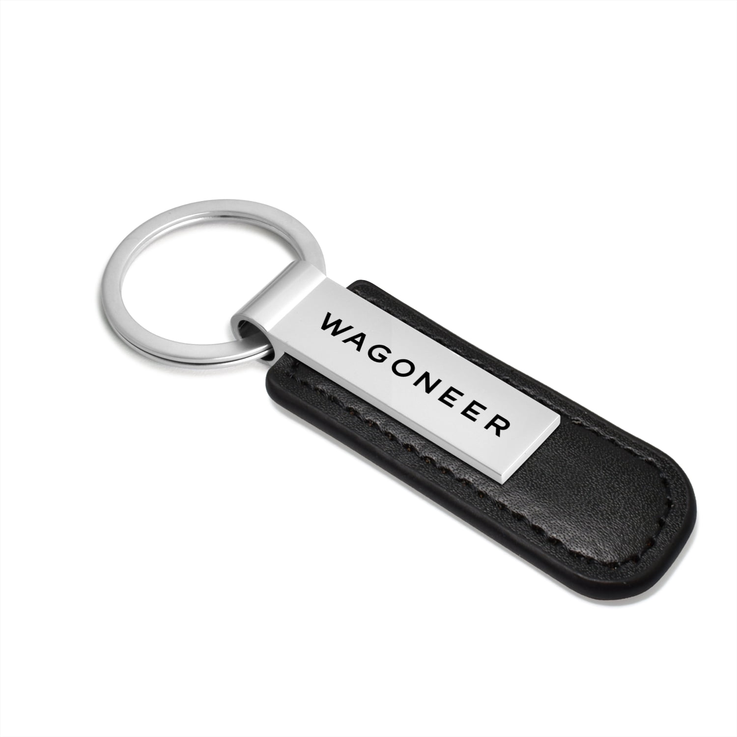iPick Image for Jeep Wagoneer Black Leather Strap Key Chain, Official Licensed