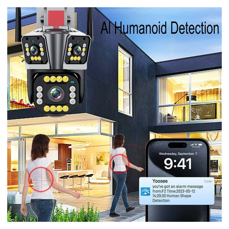 Surveillance camera Outdoor 5K WiFi Three-screen Three-lens Camera