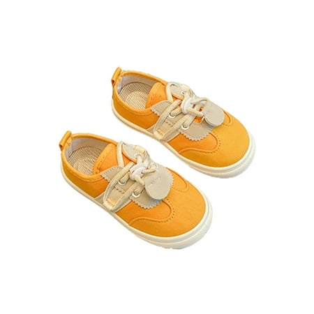 

Tenmix Boys Girls Walking Shoe Soft Sole Flats Casual Canvas Shoes Drawstring Sneaker Unisex Comfort Breathable Sneakers Yellow 3C