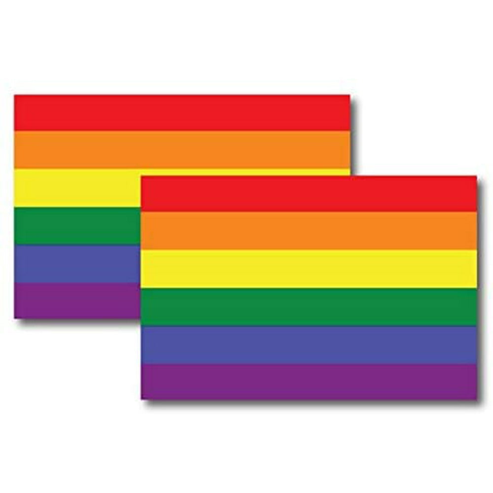 Gay Pride Rainbow Flag Car Decals LGBT, 2 Pack 3" x 5" Lesbian Gay
