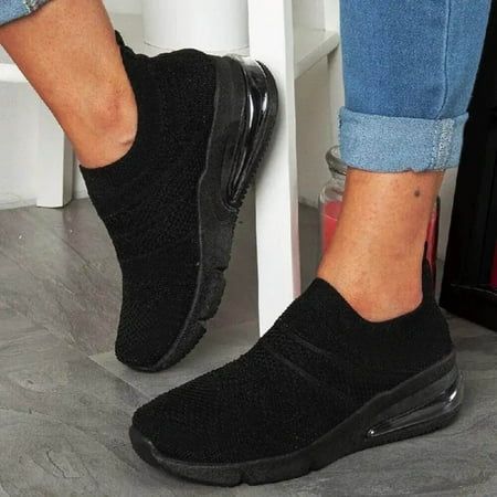 

HIBRO Women s Casual Solid Color Breathable Mesh Soft Sole Lightweight Sneakers
