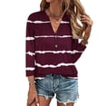 thumbnail image 2 of ChaoHeng Plus Size Women Tops and T-Shirts for Fall Plus Size Summer Tops with Sleeves Women's Casual Fashion Loose V-Neck Button Print-quarter Sleeve Top, 2 of 5
