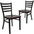 thumbnail image 2 of BizChair 2 Pack Black Ladder Back Metal Restaurant Chair - Mahogany Wood Seat, 2 of 13